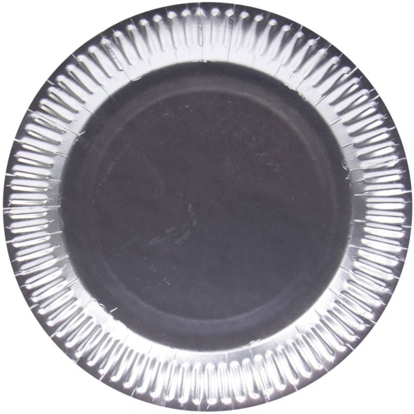8 X Silver Paper Party Plates - 23cm