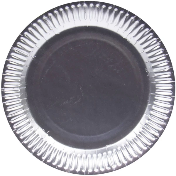 8 X Silver Paper Party Plates - 23cm