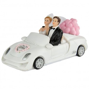 Couple in Car Wedding Cake Topper / Decoration - 13cm