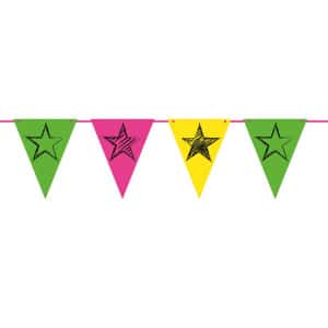 Bright Neon with Stars Triangle Party Bunting - 6m
