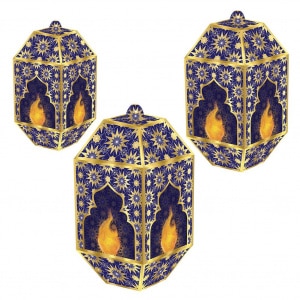 3 x Ramadan Purple & Gold Lanterns - 3 sizes