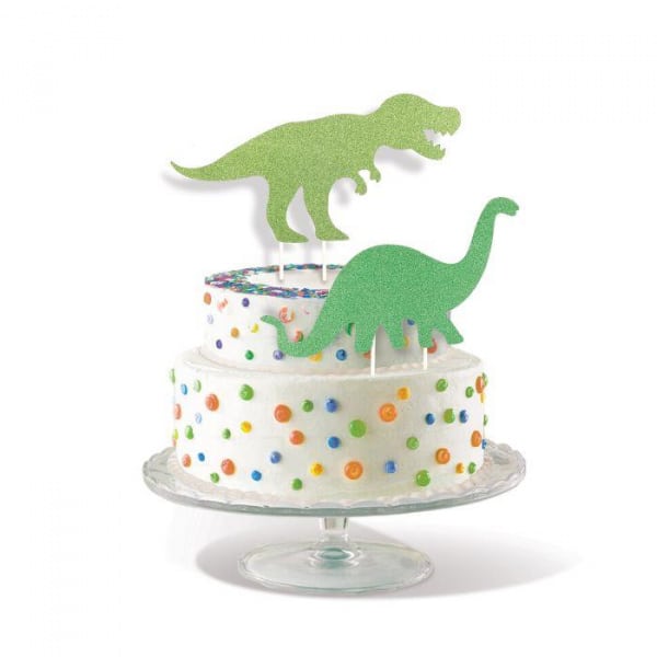 2 x Dinosaur Glitter Cake Toppers - 22cm