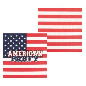 20 X USA American Flag Paper Napkins - 33cm