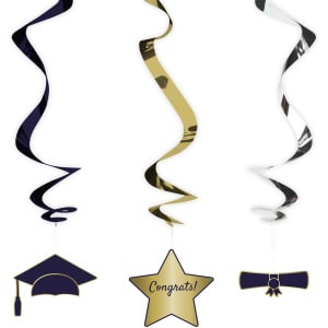 3 X Graduation "Congrats" Hanging Whirls