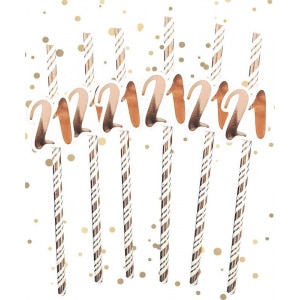6 X 21st Birthday Rose Gold Spiral Paper Straws