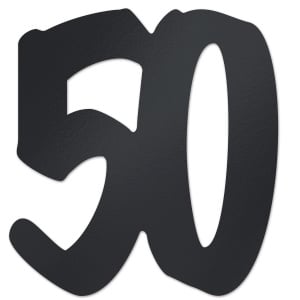 50th Birthday Black Foiled 50 Cutout Decoration - 30.5cm