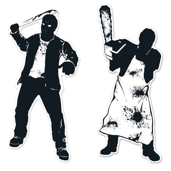 2 X Large Halloween Killers Silhouette Decorations - 76cm