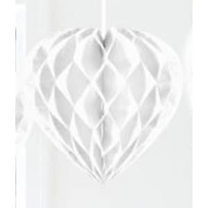 White Honeycomb Heart Hanging Decoration - 30cm