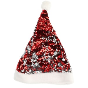 Red & Silver Reversible Sequin Santa Hat