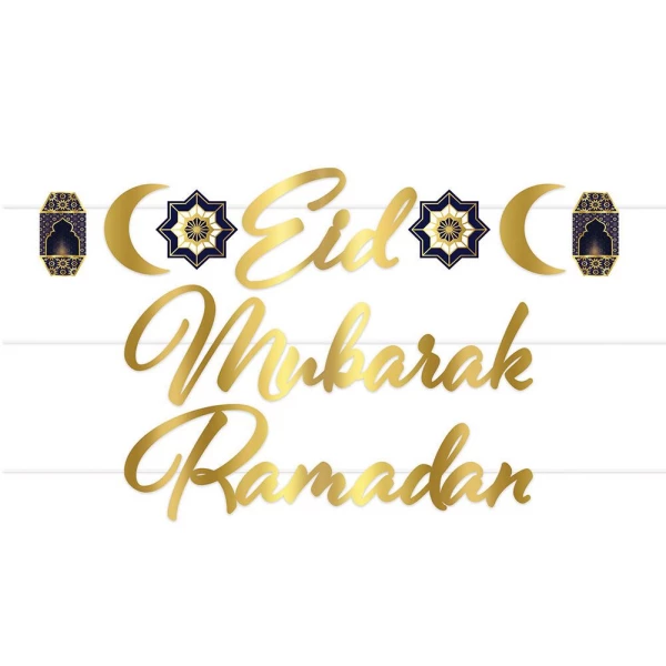 Eid Mubarak Ramadan Gold Letter Banner - 1.8m