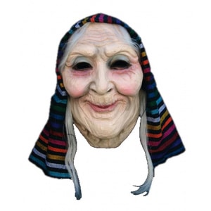Old Lady with Hood Latex Mask