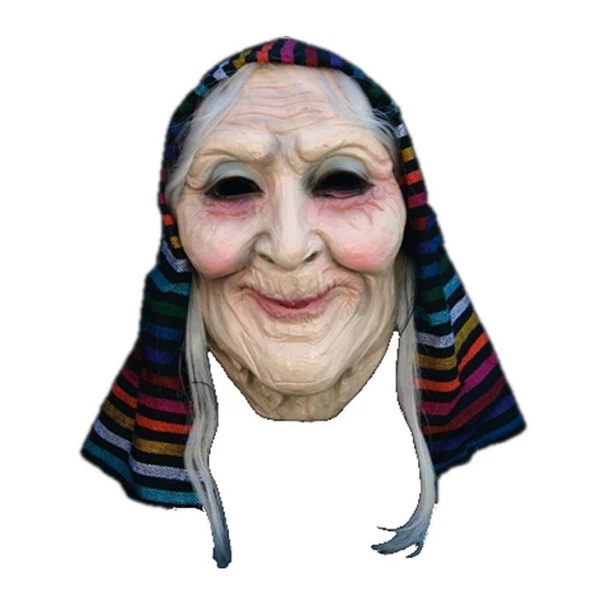 Old Lady with Hood Latex Mask
