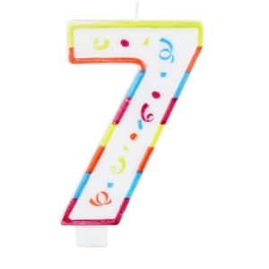 XL Number 7 Multicoloured Birthday Candle - 12.5cm