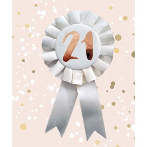 21st Birthday Cream & Rose Gold Deluxe Rosette Badge