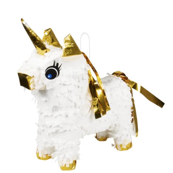 White & Gold Mini Unicorn Pinata - 21cm x 17cm