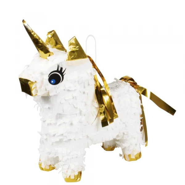 White & Gold Mini Unicorn Pinata - 21cm x 17cm
