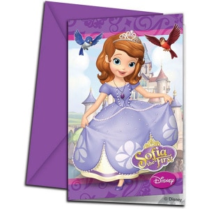 6 X Disney's Sofia the First Party Invitations