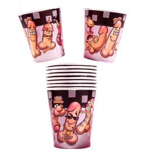 10 X Hen Party Willy Paper Cups - 250ml