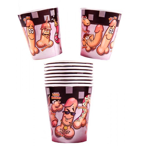 10 X Hen Party Willy Paper Cups - 250ml