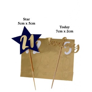 Birthday Customisable Age Navy & Gold Cake Topper