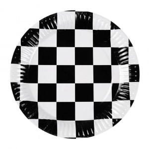 10 X Chequered Racing Flag Paper Plates - 23cm