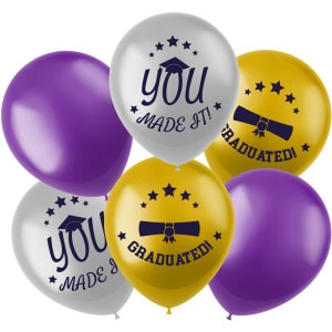 6 X Graduation "You Made It!" Latex Balloon Set