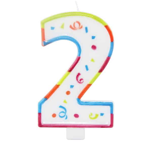XL Number 2 Multicoloured Birthday Candle - 12.5cm