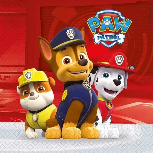 20 X Paw Patrol Paper Napkins - 33cm