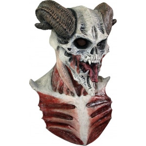 Devil Skull with Goat Horns Latex Horror Mask