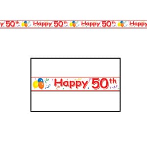 "Happy 50th" Birthday Party Barrier Tape - 6m