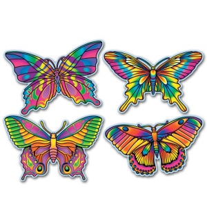 Multicoloured Rainbow Butterfly Cutout Decoration - 42cm