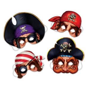 4 X Pirate Card Party Masks