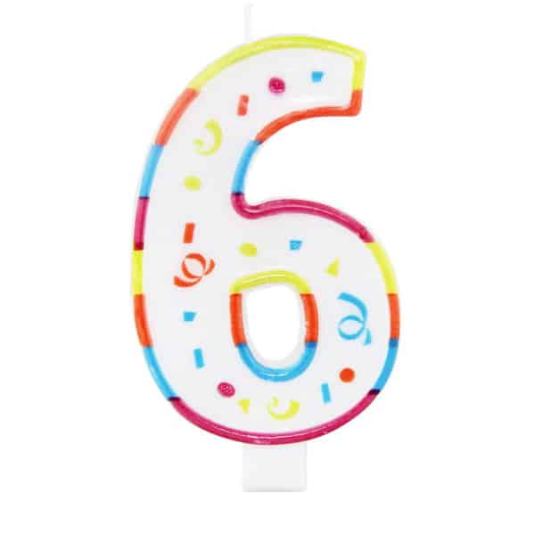 XL Number 6 Multicoloured Birthday Candle - 12.5cm