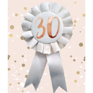 30th Birthday Cream & Rose Gold Deluxe Rosette Badge