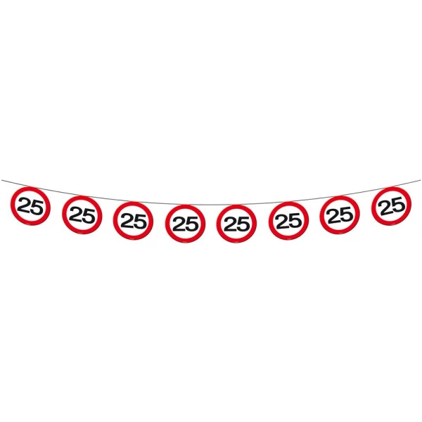 25th Birthday Traffic Sign Party Banner - 12m
