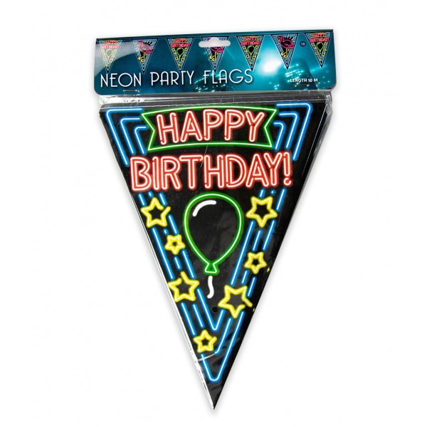 Happy Birthday Neon Sign Party Bunting - 10m