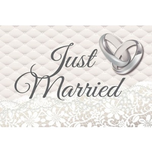 2 x Just Married Wedding Ring Car Flags - 30cm x 45cm