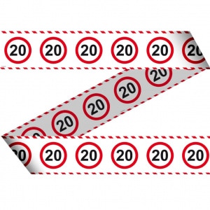 20th Birthday Traffic Sign Party Barrier Tape - 15m