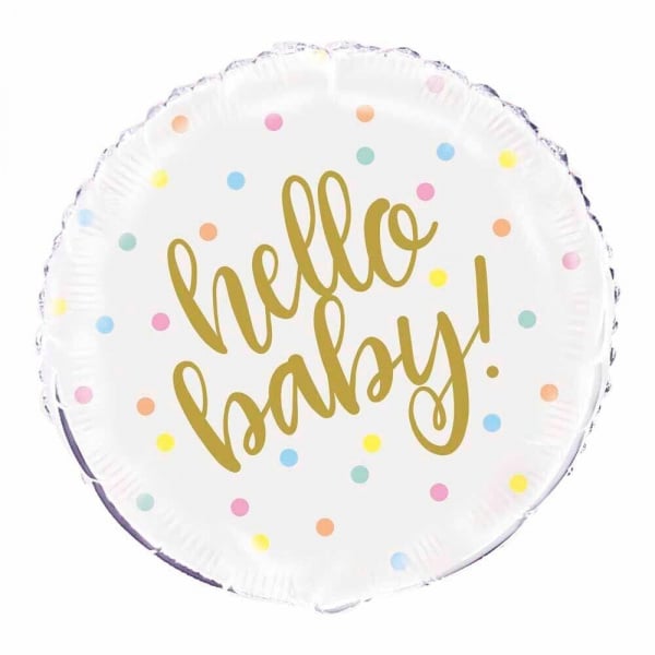 Hello Baby! Gold & Polkadot Foil Balloon - 46 CM