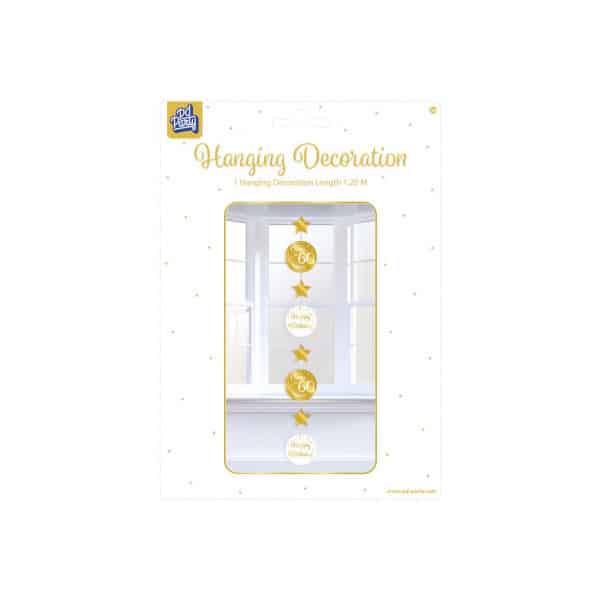 60th Birthday Gold & White Hanging Decoration - 1.2m