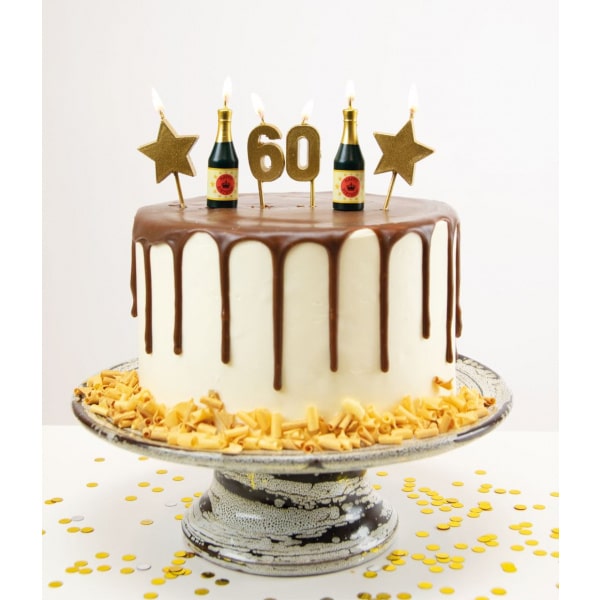 60th Birthday Candles Champagne & Stars