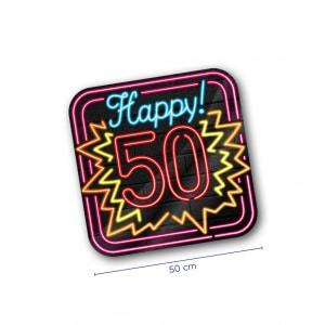 50th Birthday Neon Sign Cutout Decoration - 50cm