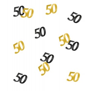 50th Birthday Black & Gold Table Confetti - 14g