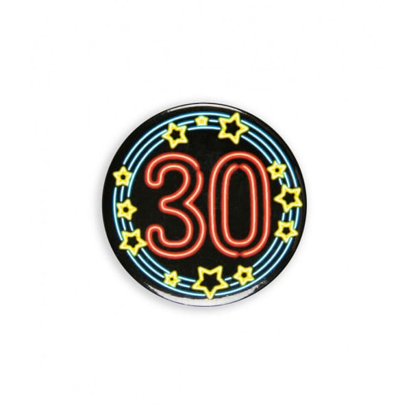 30th Birthday Neon Badge - 5.5cm