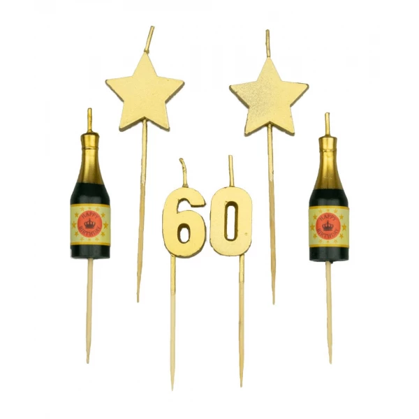 60th Birthday Candles Champagne & Stars