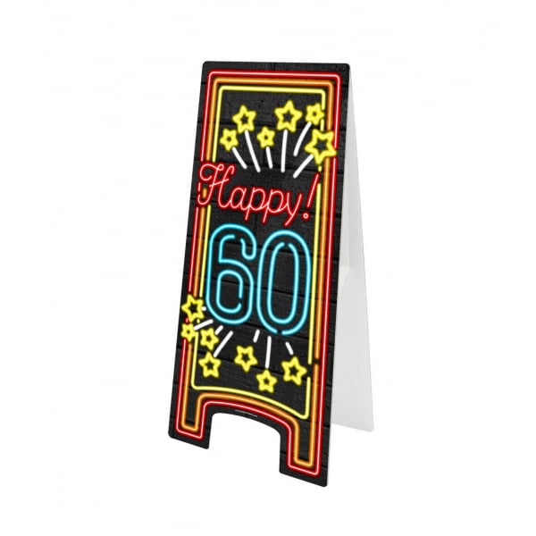 60th Happy Birthday Neon Pavement Sign - 58cm