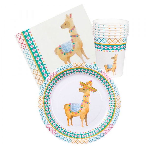 24 x Fun Mexican Llama Party Tableware Set