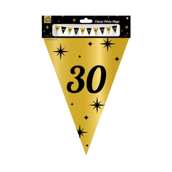 30th Birthday Black & Gold Party Bunting - 10m