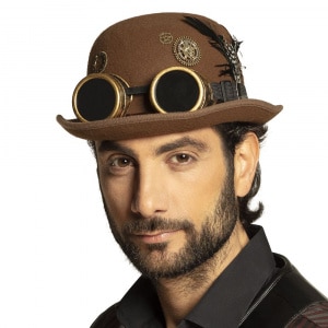 Victorian Steampunk Bowler Hat with Goggles
