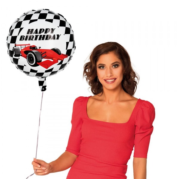Happy Birthday Formula Racing Car Foil Balloon - 45cm